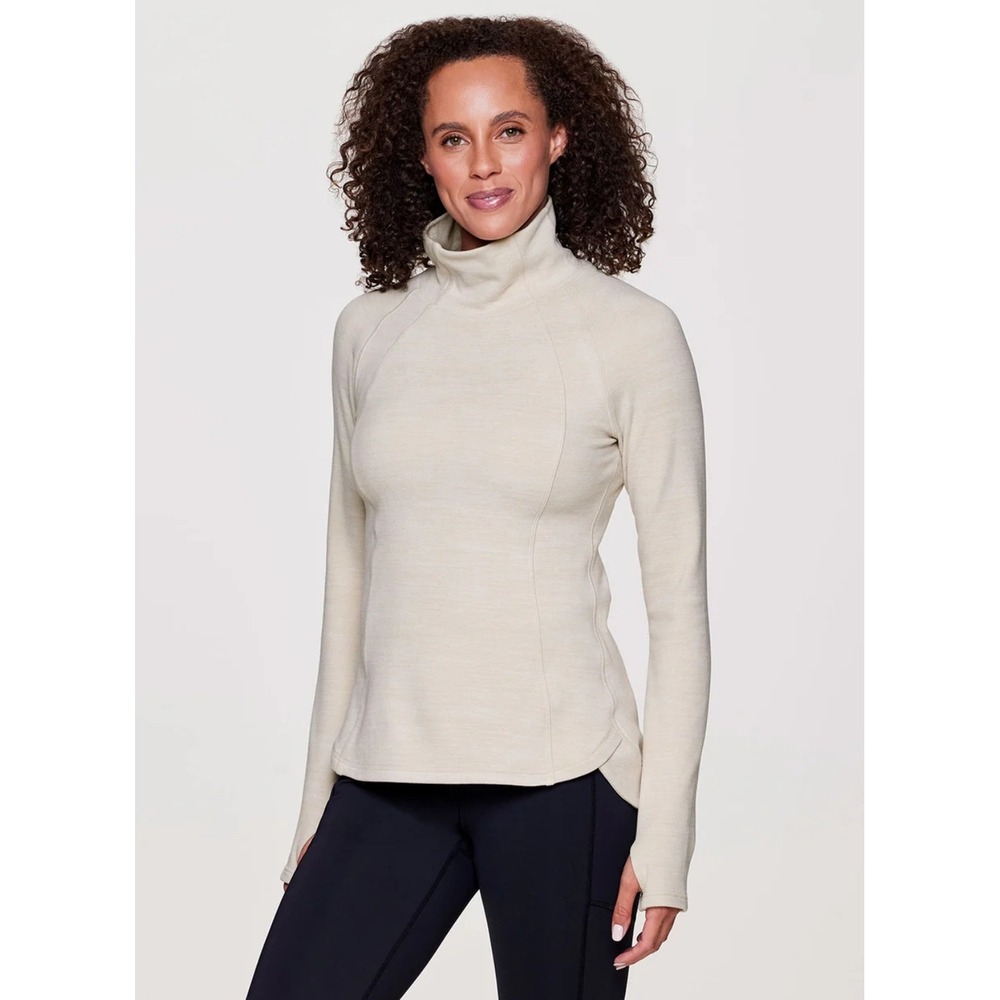 Avalanche‎ Willow Ultra Soft Pullover Cream Turtleneck Fleece Thumbholes Large